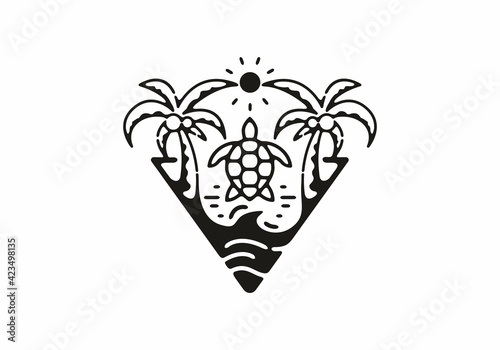 Turtle in beach badge design