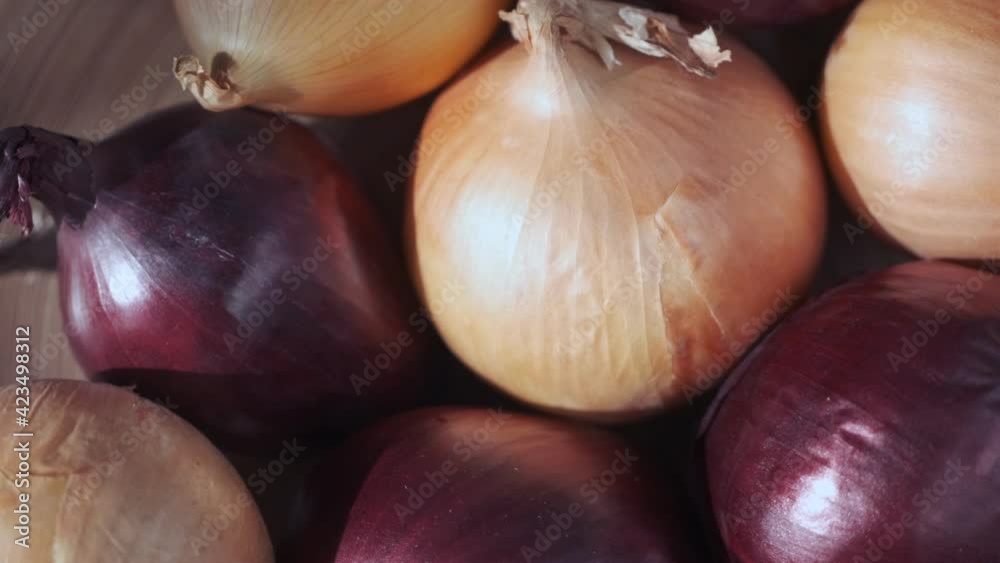 Full Frame Shot Of Purple end wite Onions. Rotation Full Frame Shot Of Purple end wite Onions. Rotation