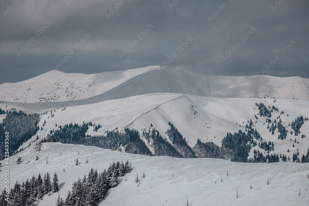 Snowy peaks of the Carpathian Mountains