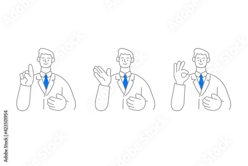 職業イラスト／Doctor／笑顔＆ジェスチャー／ドクター