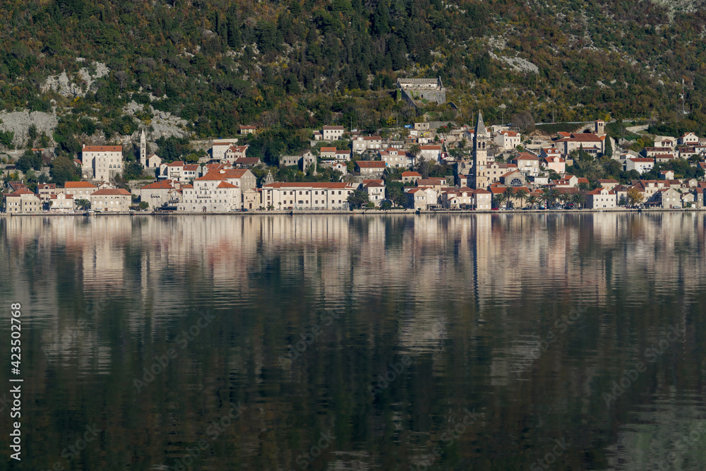 The old town of Perast on the shore of Kotor Bay, Montenegro The old town of Perast on the shore of Kotor Bay, Montenegro