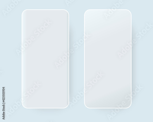 Two trendy mobile phone template with blank screen for design app.