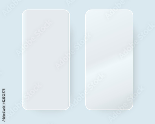 Two trendy mobile phone template with blank screen for design app.