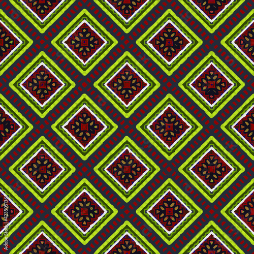  Geometric vector pattern with triangular elements. Seamless abstract ornament for wallpapers and backgrounds.  © t2k4