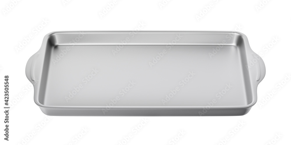 Stainless steel baking pan isolated on white background Stainless steel baking pan isolated on white background