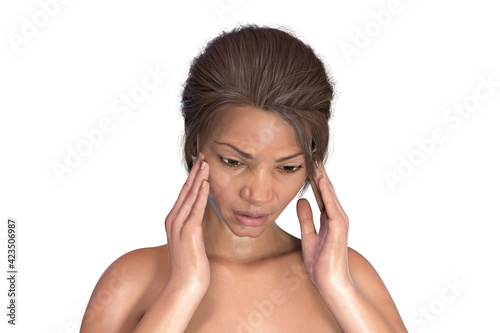 Wallpaper Mural Headache, migraine, stroke, conceptual illustration showing a woman with pain in head Torontodigital.ca