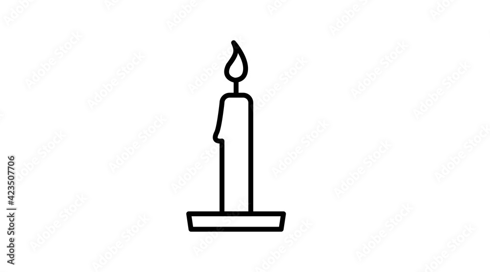 Candle icon. Vector black and white illustration of a candle Candle icon. Vector black and white illustration of a candle