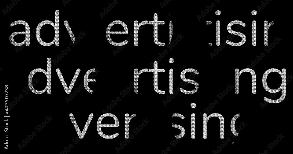 Render with abstract inscription advertising on a black background Render with abstract inscription advertising on a black background