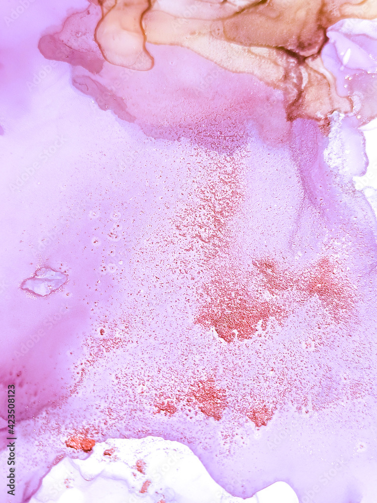 Fototapeta premium Alcohol Ink. Art Digital Ancient Wall. Silk Dust