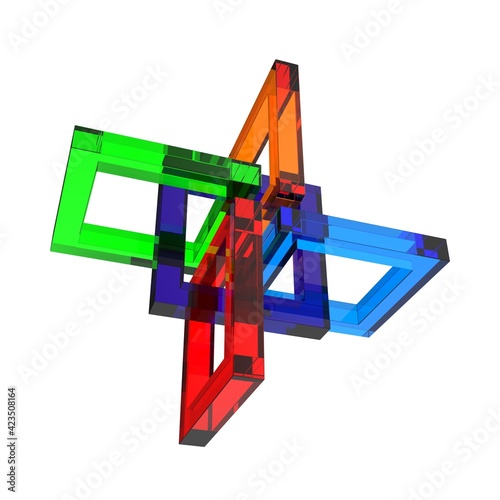 3d shapes. Astract cube logo design. Stylish 3d abstract shape. Colored abstraction. 3D illustration.