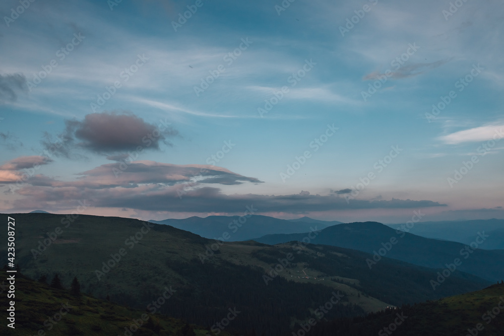Obraz premium Carpathian mountains, summer, clouds, rain