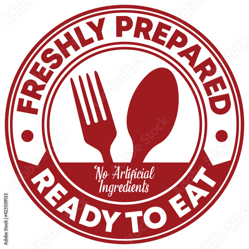 Ready To Eat. Freshly Prepared. Vector Food Icon With Fork and Spoon.