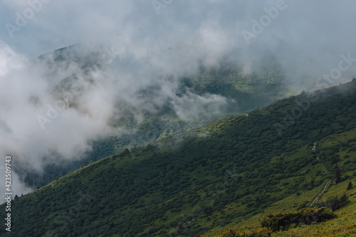 Carpathian mountains, summer, clouds, rain © Ihor