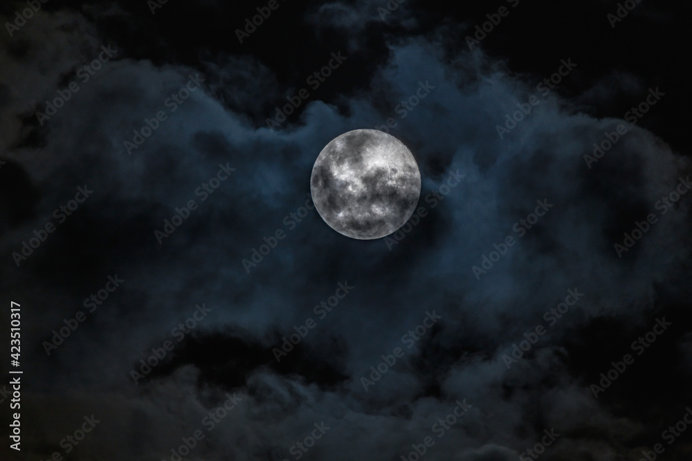 Full Moon, Supermoon, Worm Moon with Cloud Cover Full Moon, Supermoon, Worm Moon with Cloud Cover