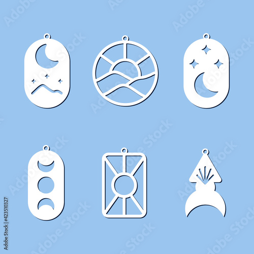Laser cut earrings. Vector templates. Cutout silhouettes.