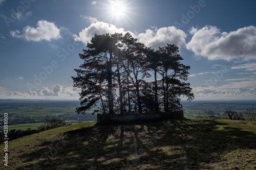 Wotton Hill above the town of Wotton under Edge viewpoint across the valley on the Cotswold Way trail. Gloucestershire