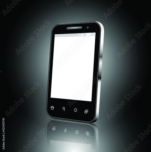Mobile phone on black background. Isolated