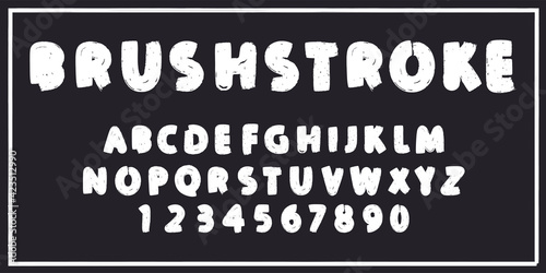 Vector hand drawn Grunge Alphabet. Brush painted letters and numbers. Rough Stamp textured font in chalk style