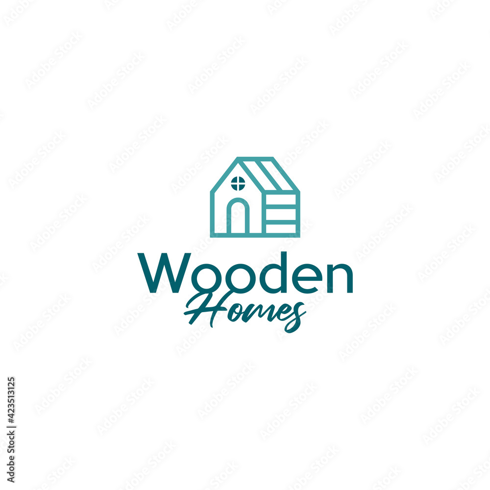 Wooden House Logo Design Vector