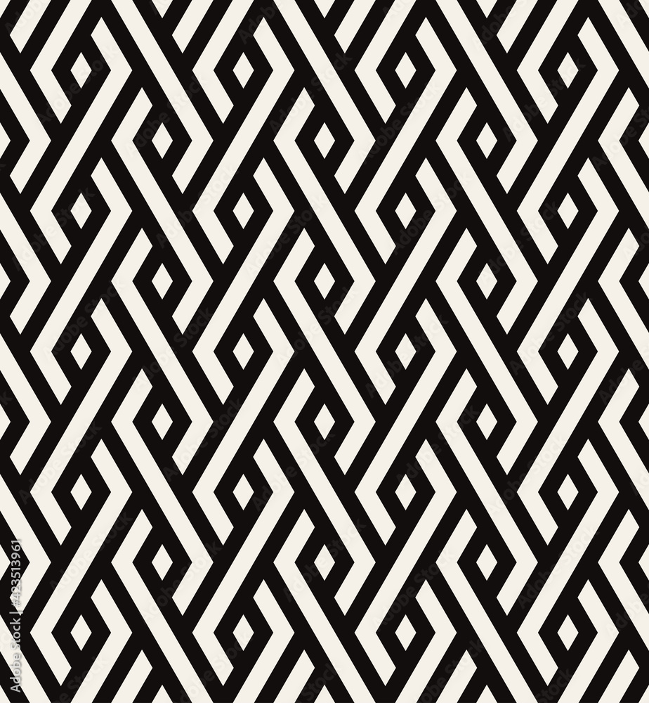 Geometric seamless pattern. Simple thin bold linear diamond background. Vector swatch with weaving of rhombuses. Can be used as swatch for illustrator.