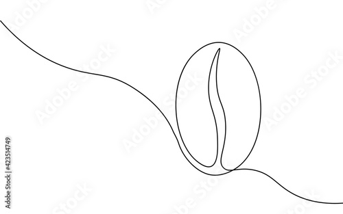 Single continuous line art. Coffee bean morning cafe hot drink silhouette concept design one sketch outline drawing vector illustration
