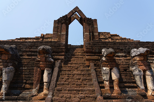 Stairway to the Wat Chang Rob temple at Kamphaeng Phet Historical Park