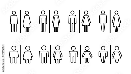 Toilet icon set. restrooms icon vector. bathroom sign. wc, lavatory