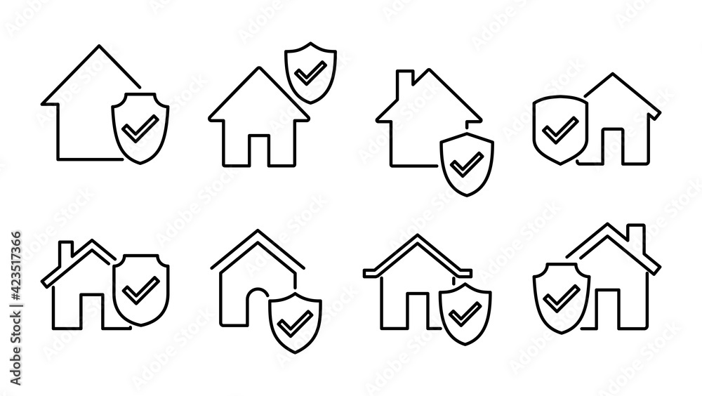 house insurance icon set. house protection icon.