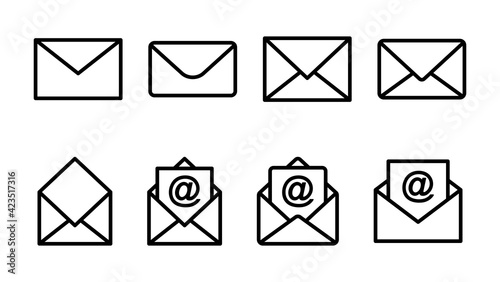 Mail icon set. email icon vector. E-mail icon. Envelope illustration