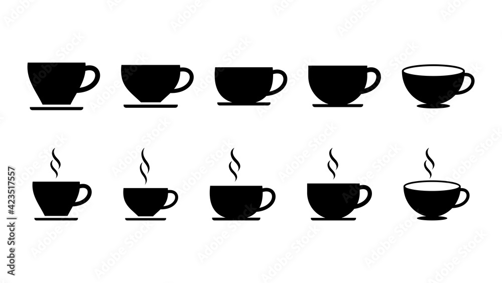 coffee cup icon set. cup a coffee icon vector. coffee cup icon set. cup a coffee icon vector.