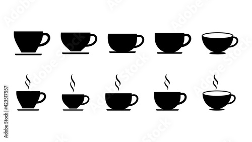 coffee cup icon set. cup a coffee icon vector.