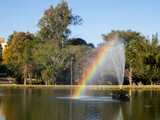Rainbow over a fountain