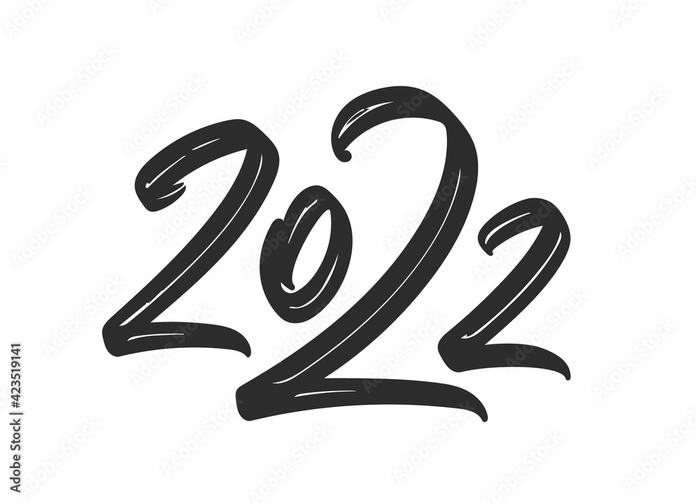 Hand drawn brush lettering of 2022. Chines calligraphy Hand drawn brush lettering of 2022. Chines calligraphy