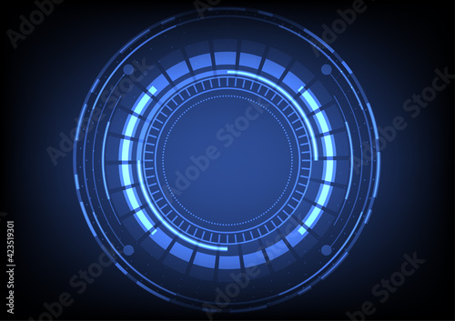 Digital light blue hi-tech circle abstract background.