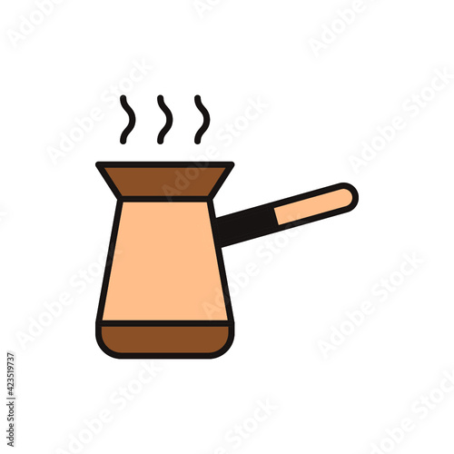 turkish coffee pot icon in color icon, isolated on white background 
