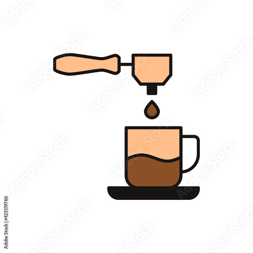 portafilter coffee icon  in color icon, isolated on white background 