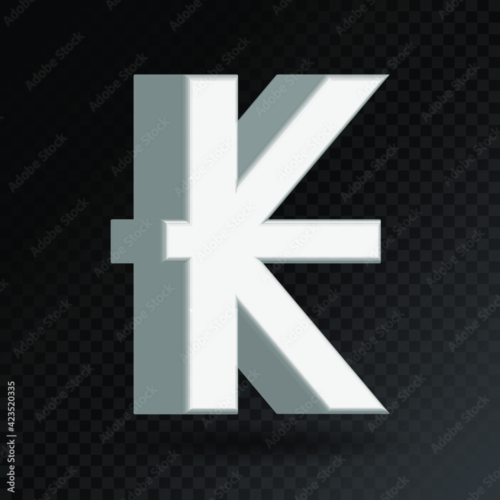 Fototapeta premium Currency symbol: Kip. 3D currency icon vector. Eps10 vector illustration.