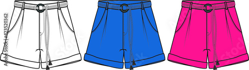 vector flat sketch shorts designs for girls