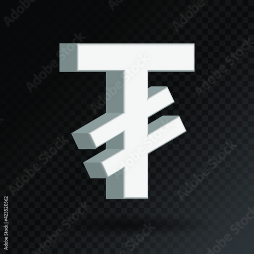 Currency symbol: Tugrik. 3D currency icon vector. Eps10 vector illustration.