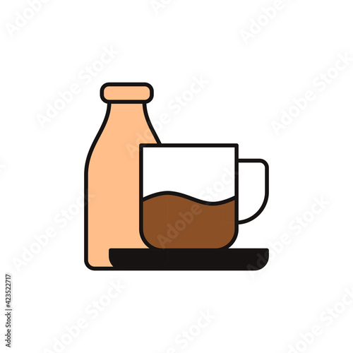coffee and milk Bottle icon in color icon, isolated on white background 