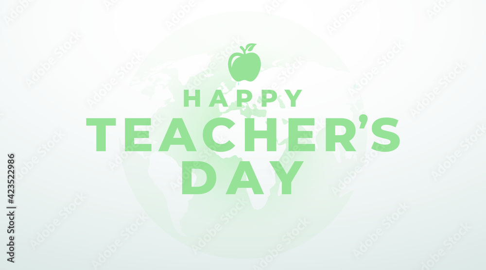 Happy teacher's day modern creative banner, sign, design concept, social media post with white text and apple icon on a light abstract background. Happy teacher's day modern creative banner, sign, design concept, social media post with white text and apple icon on a light abstract background.