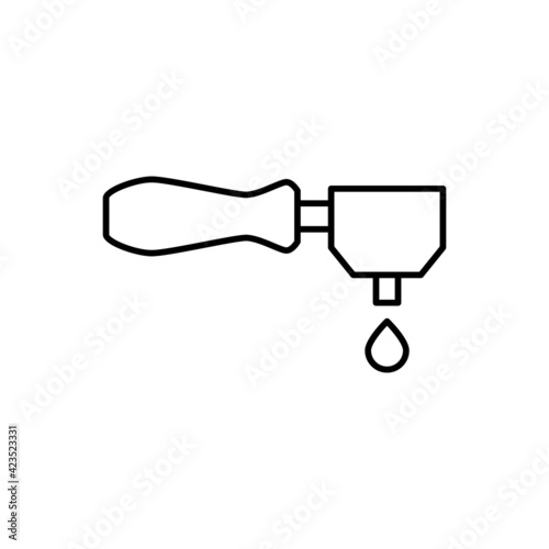 coffee portafilter icon  in flat black line style, isolated on white 