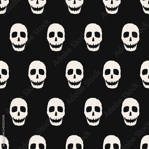 Scull Pattern. Black Background And Sculls Pattern. Vector.