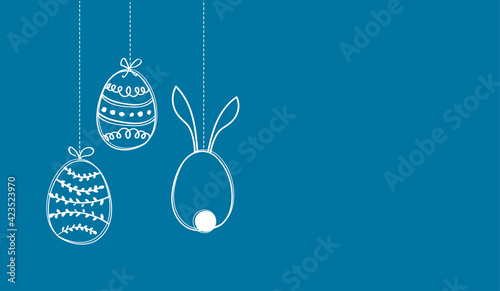 Colorfull GREEN easter background card with eggs and rabbit. Vector illustration great for package banner