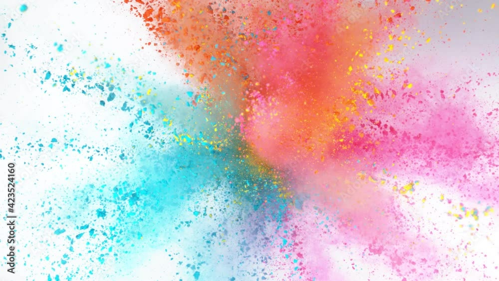 Super slow motion of coloured powder explosion isolated on white background. Filmed on high speed cinema camera, 1000fps. Super slow motion of coloured powder explosion isolated on white background. Filmed on high speed cinema camera, 1000fps.