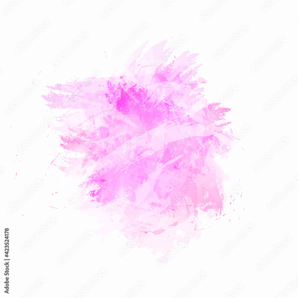Abstract stain,imitation of hand-painted brush strokes with splashes and drops.Design in red and pink colors.Drawing lines, stripes, chaotic spots.Isolated.Vector