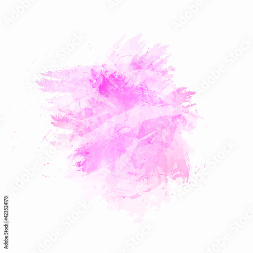 Abstract stain,imitation of hand-painted brush strokes with splashes and drops.Design in red and pink colors.Drawing lines, stripes, chaotic spots.Isolated.Vector