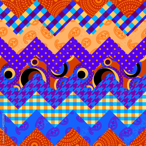 Patchwork textile pattern. Seamless quilting design background.