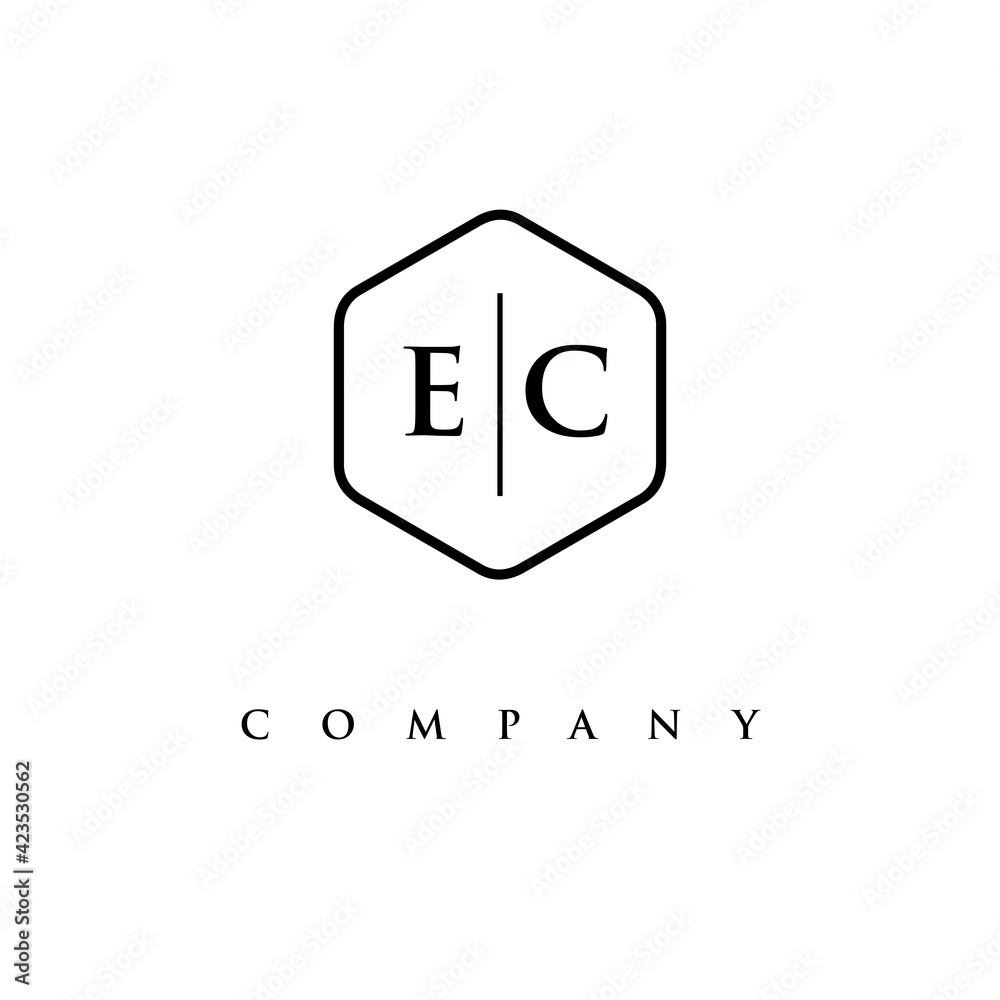 initial EC logo design vector