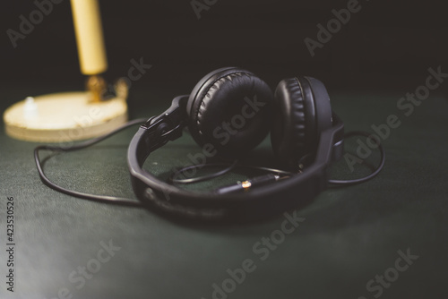 Headphones on a dark background